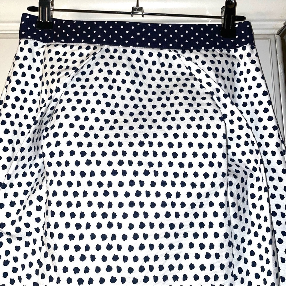 ZARA Nautical Polka Dot Pleated Mini Skirt Pockets Navy White XS Cotton - Picture 6 of 8